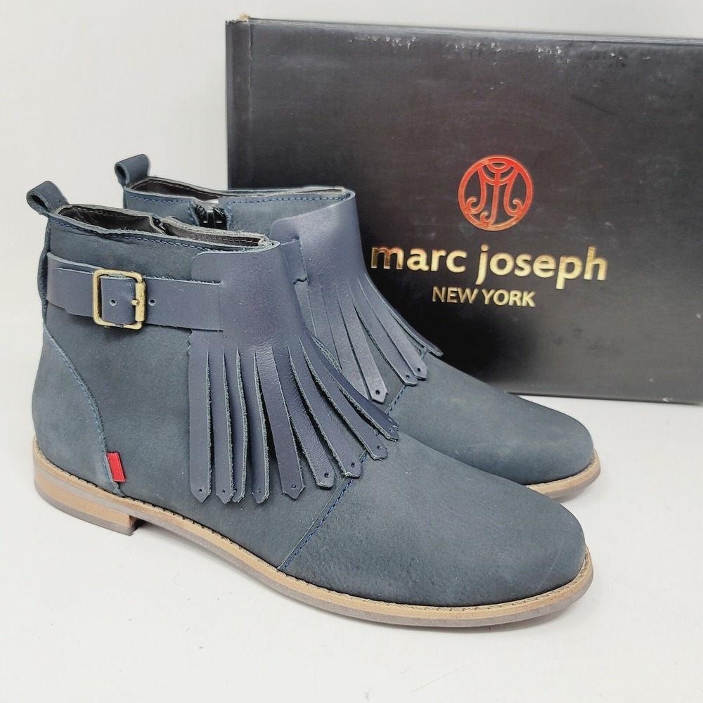 Marc Joseph Women's Ankle Boots Sz 4.5 M Greenpoint Navy Nubuck